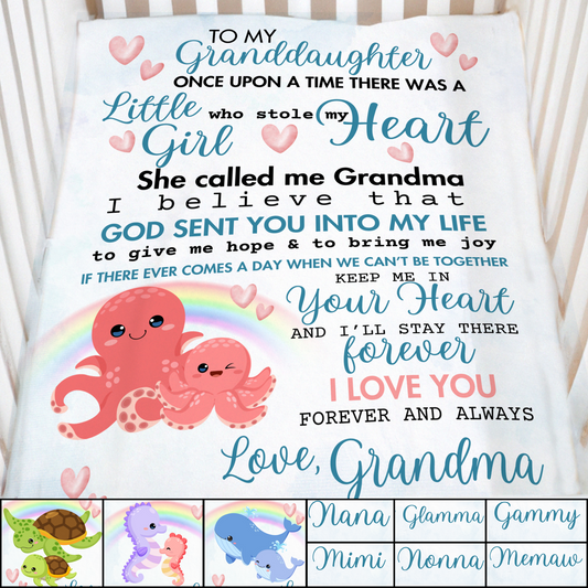 Rainbow To My Granddaughter Gift For Grandchildren Personalized Fleece Baby Blanket