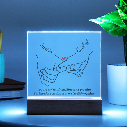 I'll Be There Pinky Promise Personalized Custom Square Shaped Acrylic Plaque - Gift For Best Friends, BFF, Sisters