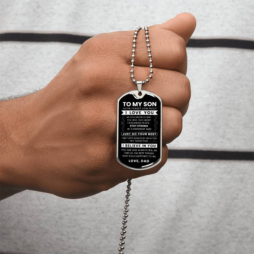 To My Son Never Forget Dog Tag Military
