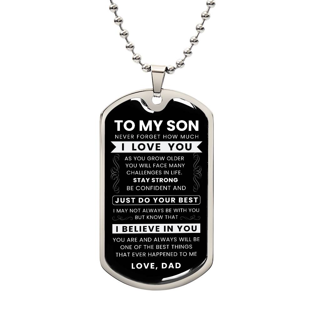 To My Son Never Forget Dog Tag Military