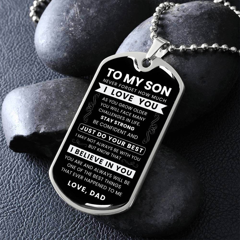To My Son Never Forget Dog Tag Military