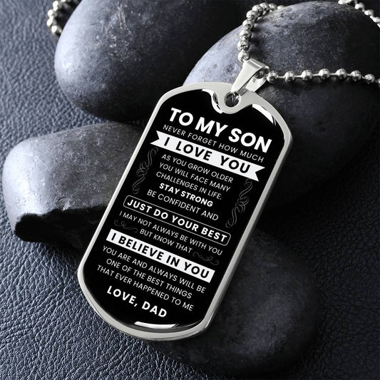 To My Son Never Forget Dog Tag Military