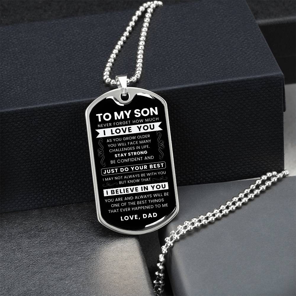 To My Son Never Forget Dog Tag Military