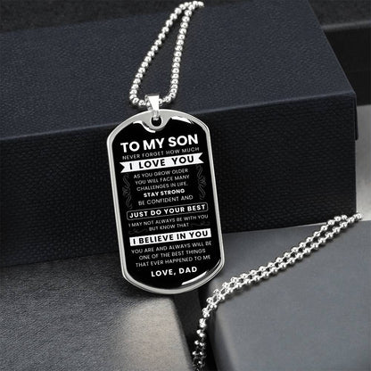 To My Son Never Forget Dog Tag Military