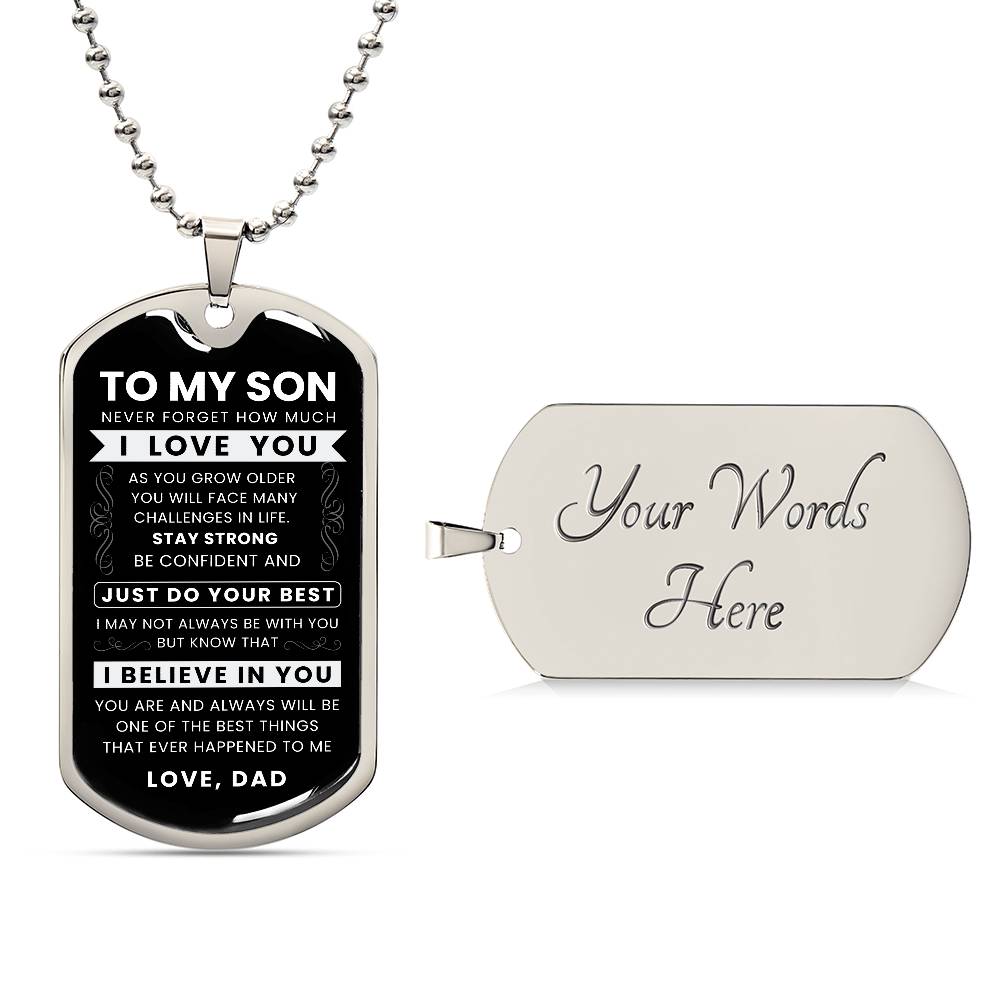 To My Son Never Forget Dog Tag Military